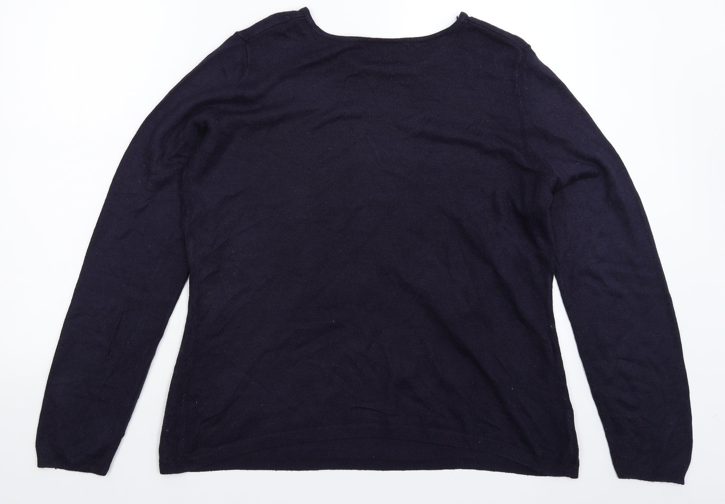 Bonmarché Womens Blue Geometric Knit Pullover Jumper Size 16
