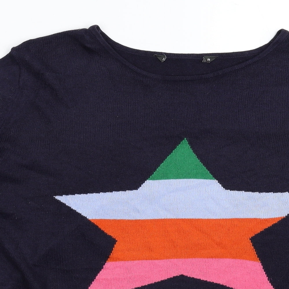 Bonmarché Womens Blue Geometric Knit Pullover Jumper Size 16