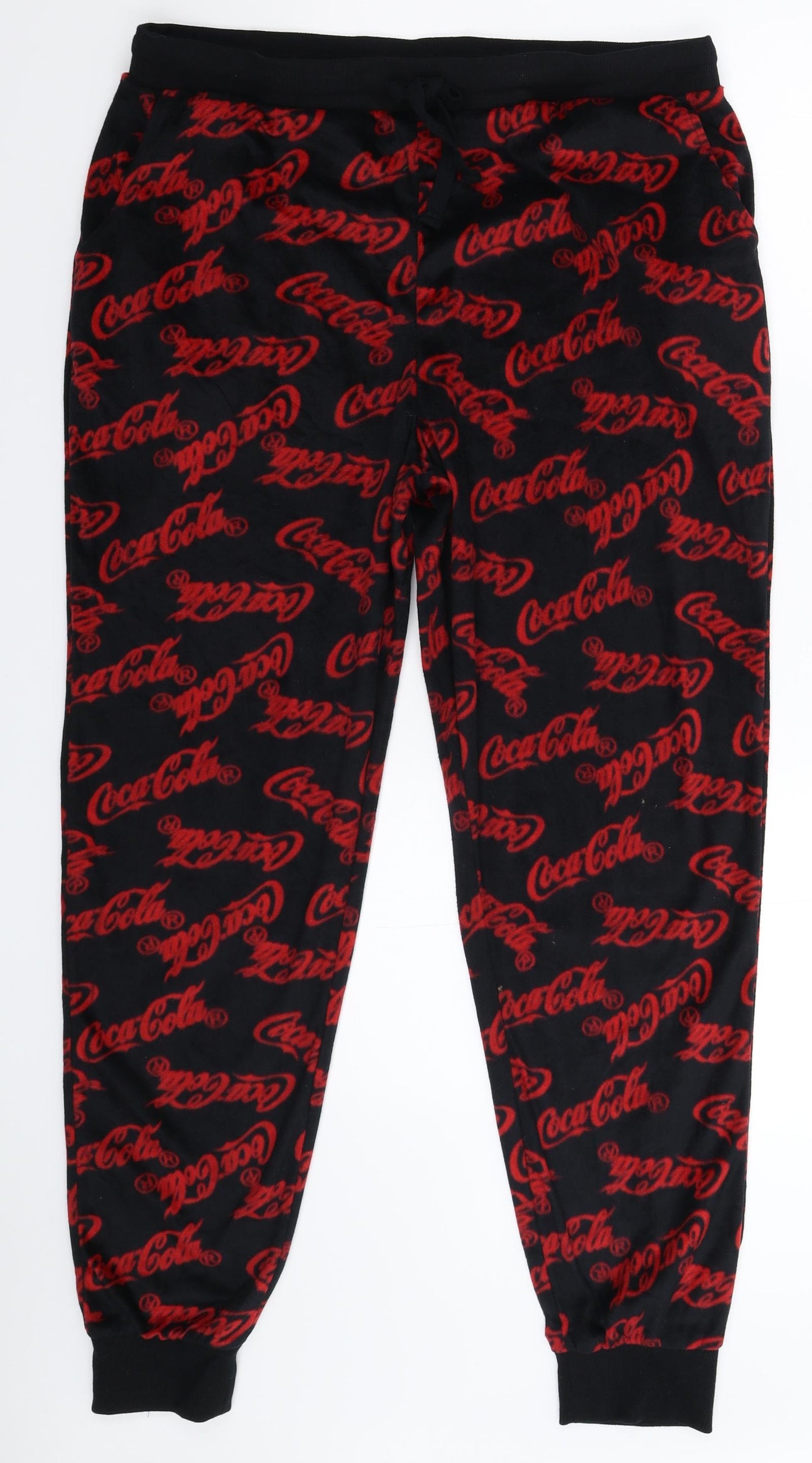 Primark Womens Black Solid Fleece Cami Pyjama Pants Size XL  - Coca-Cola