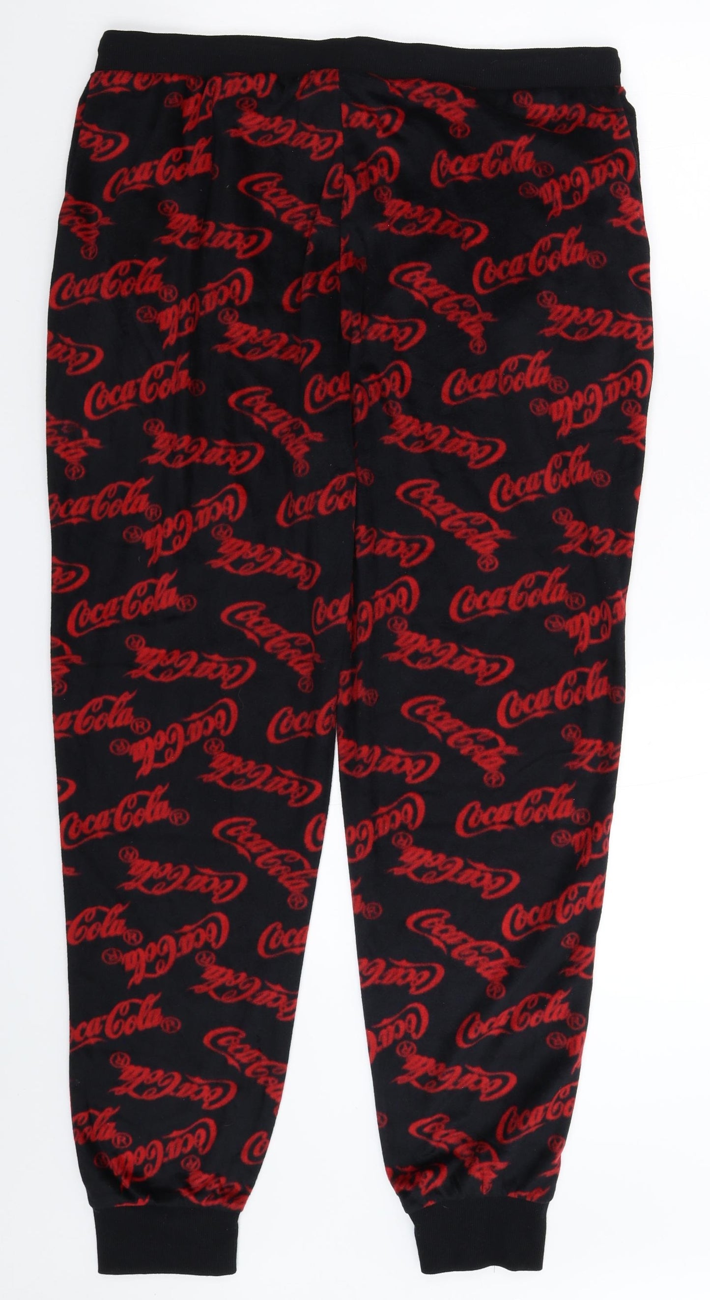 Primark Womens Black Solid Fleece Cami Pyjama Pants Size XL  - Coca-Cola