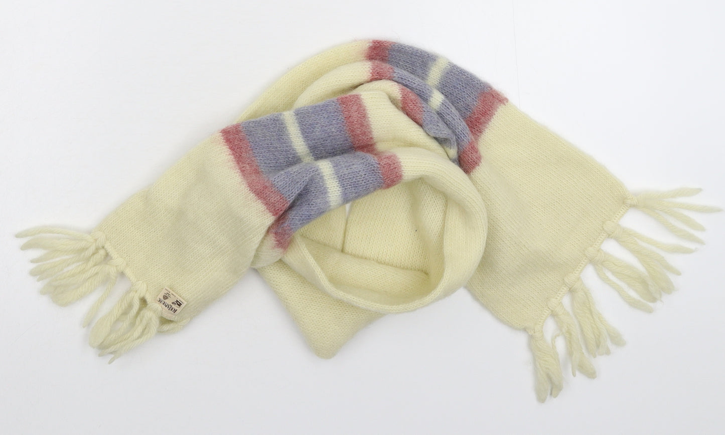 Icelandic Design Womens White Striped Knit  Scarf