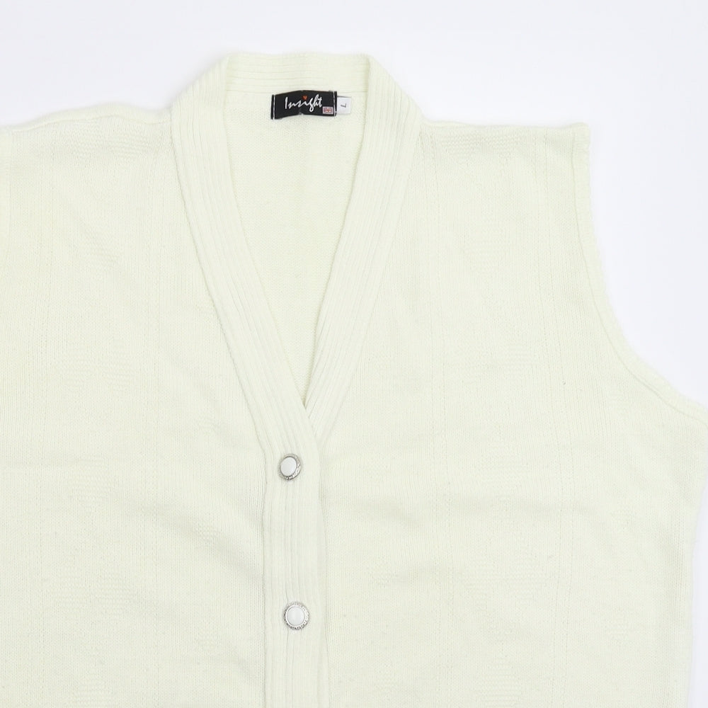 Insight Womens White  Knit Cardigan Jumper Size L
