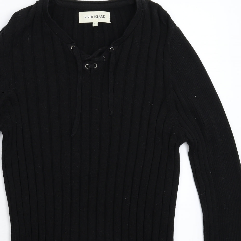 River Island Womens Black  Knit Pullover Jumper Size L