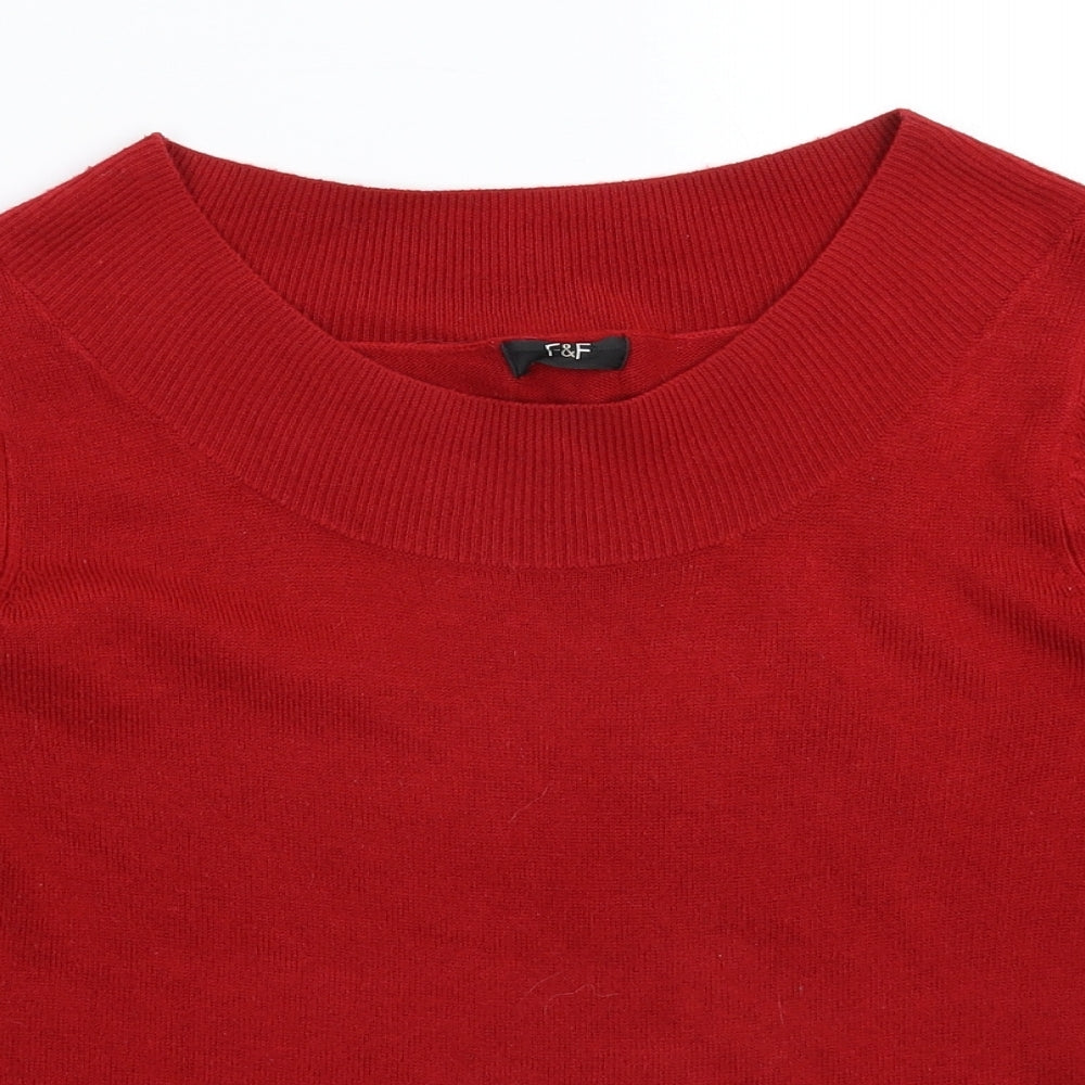 F&F Womens Red  Knit Pullover Jumper Size 12