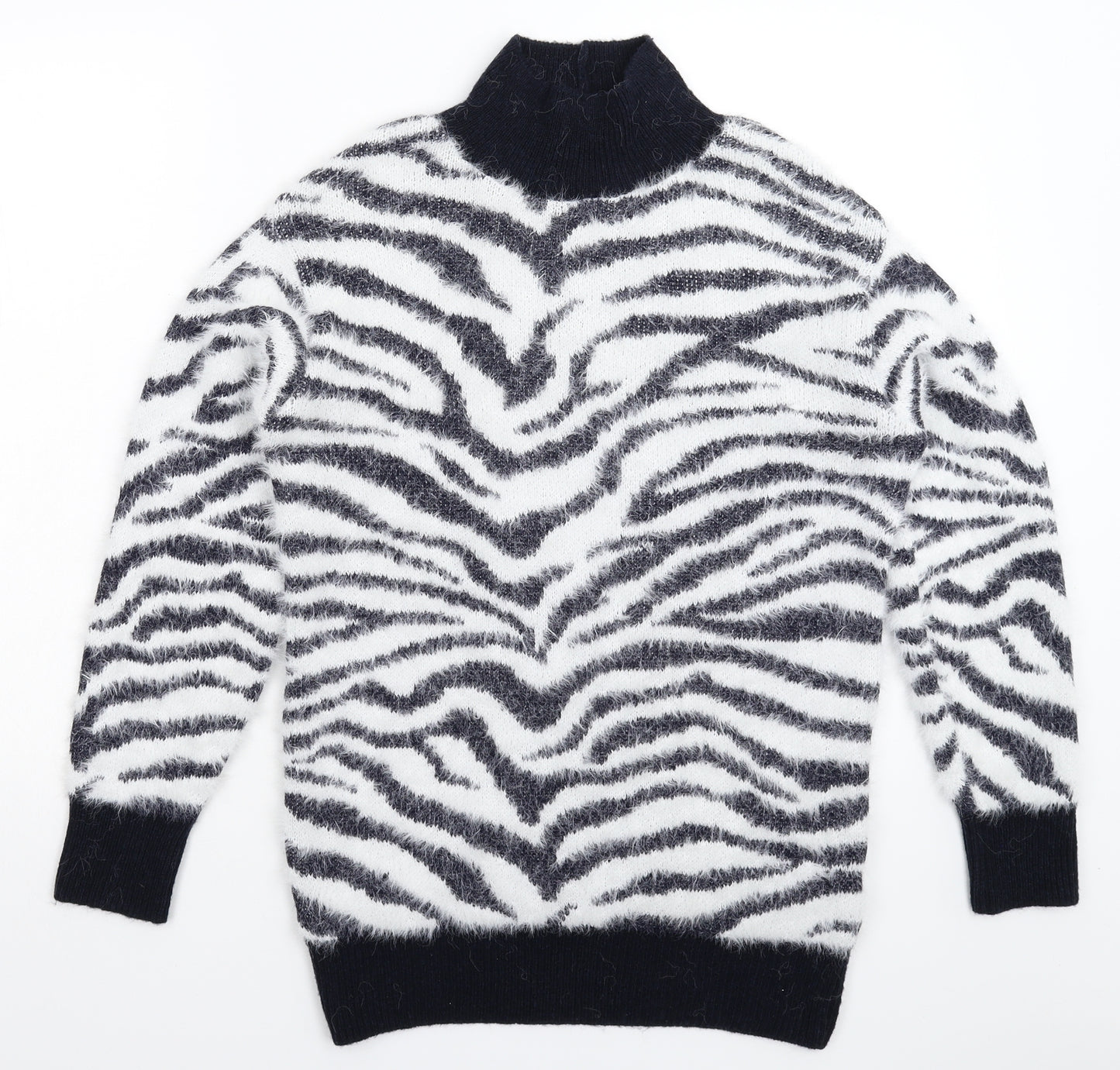 George Womens White Animal Print Knit Pullover Jumper Size 10