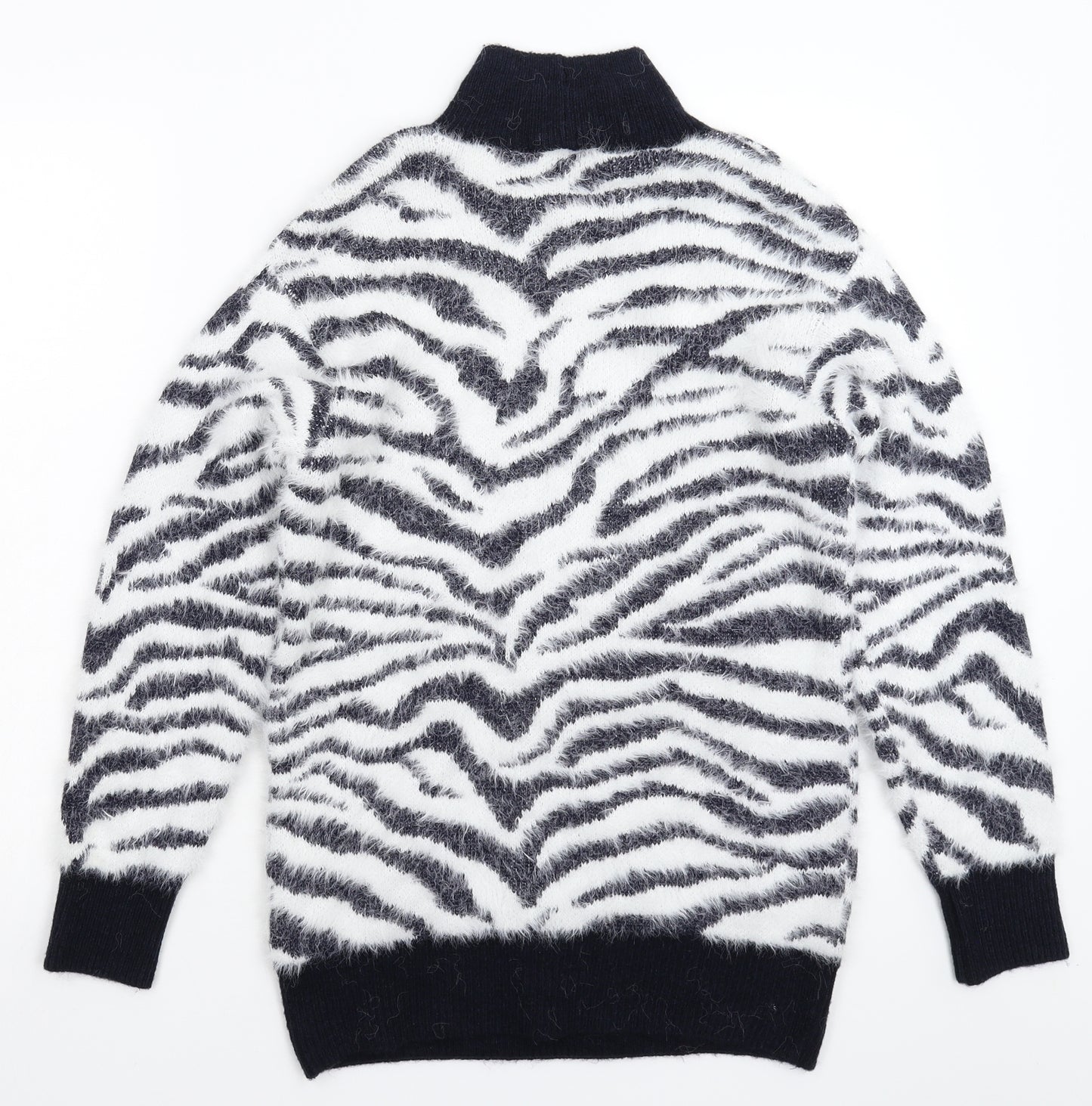George Womens White Animal Print Knit Pullover Jumper Size 10