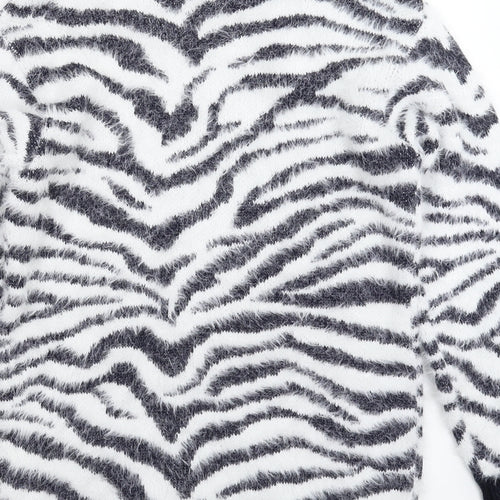 George Womens White Animal Print Knit Pullover Jumper Size 10