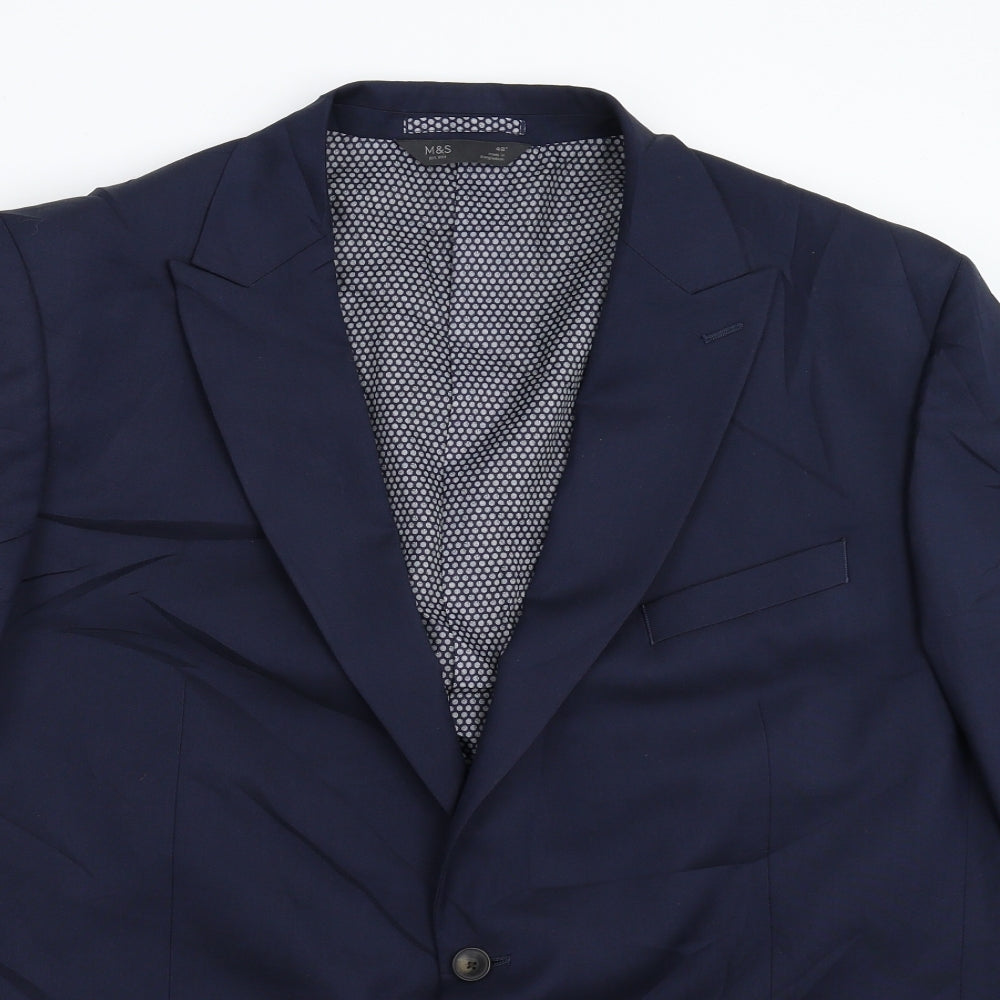 Marks and Spencer Mens Blue   Jacket Suit Jacket Size 48