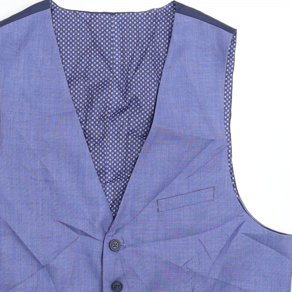 Cavani Mens Blue   Jacket Suit Waistcoat Size 42