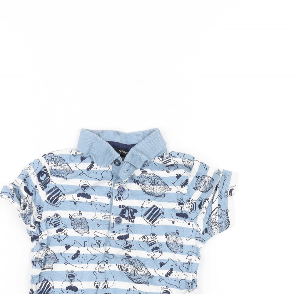 George Baby Blue Striped  Pullover Polo Size 12-18 Months