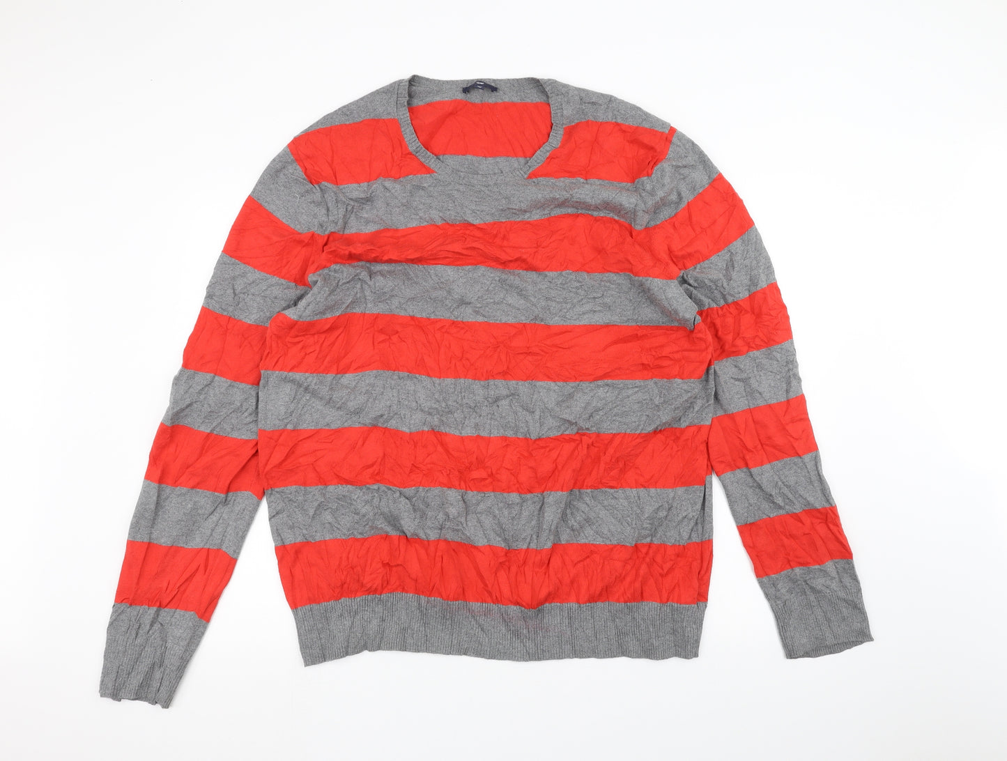 Gap Mens Grey Striped   T-Shirt Size XL