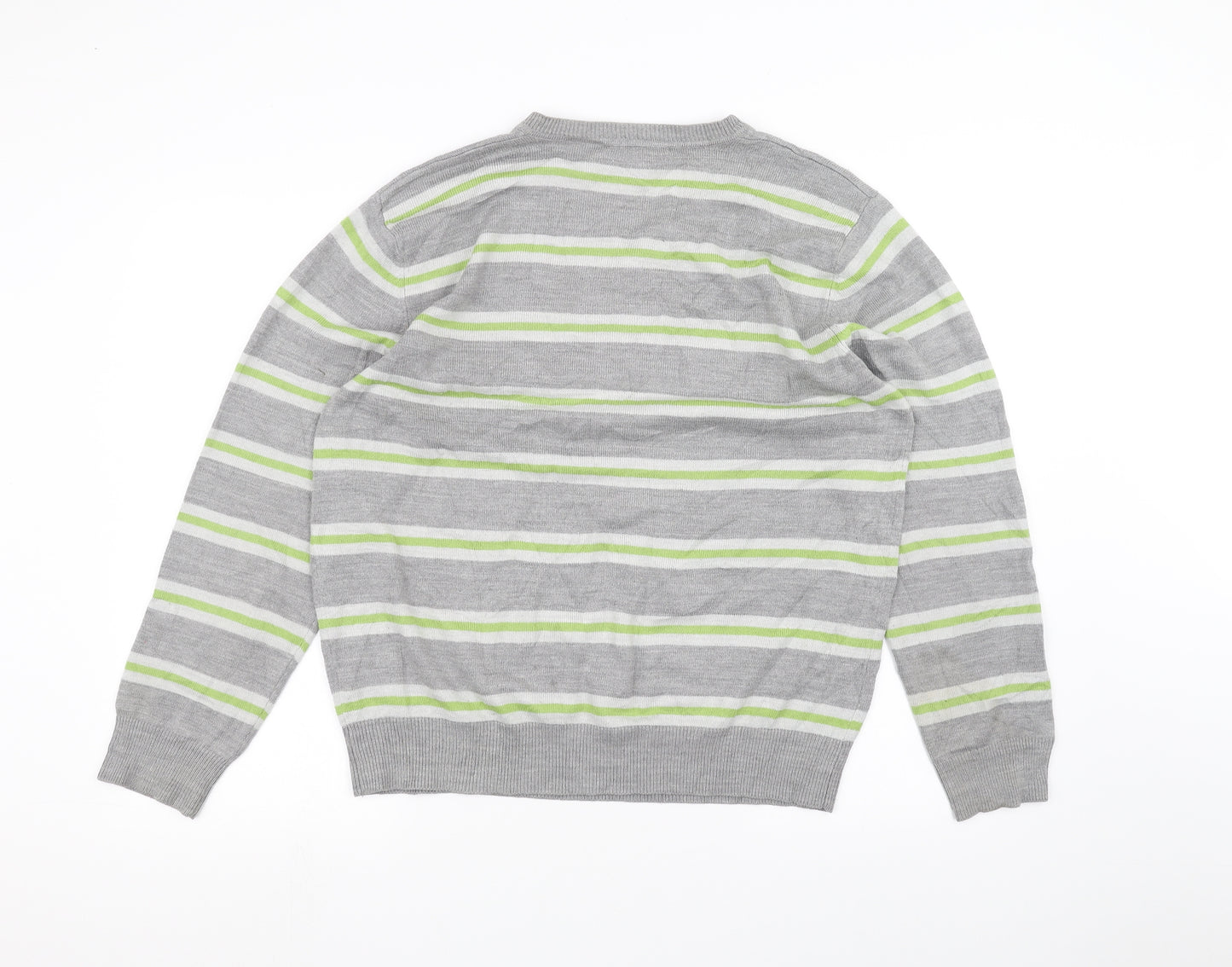 George Mens Grey Striped   T-Shirt Size M