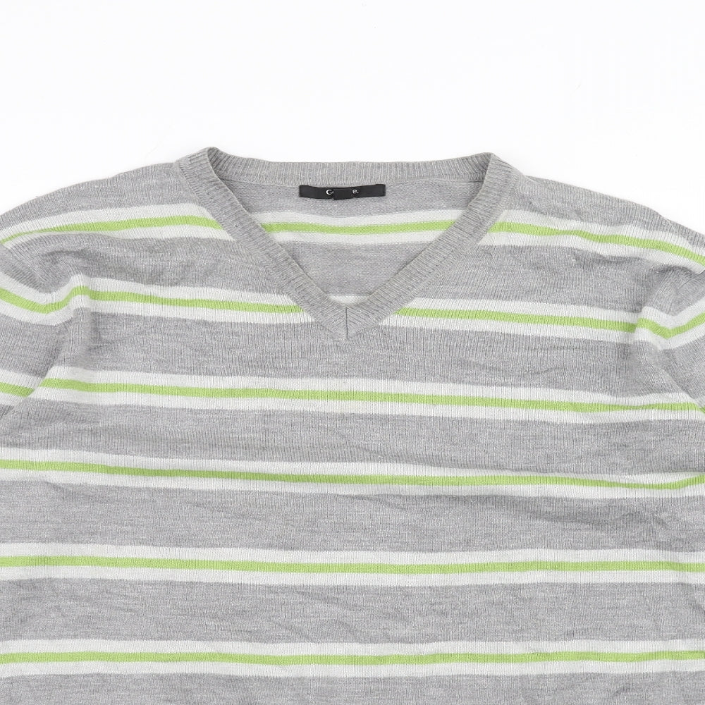 George Mens Grey Striped   T-Shirt Size M