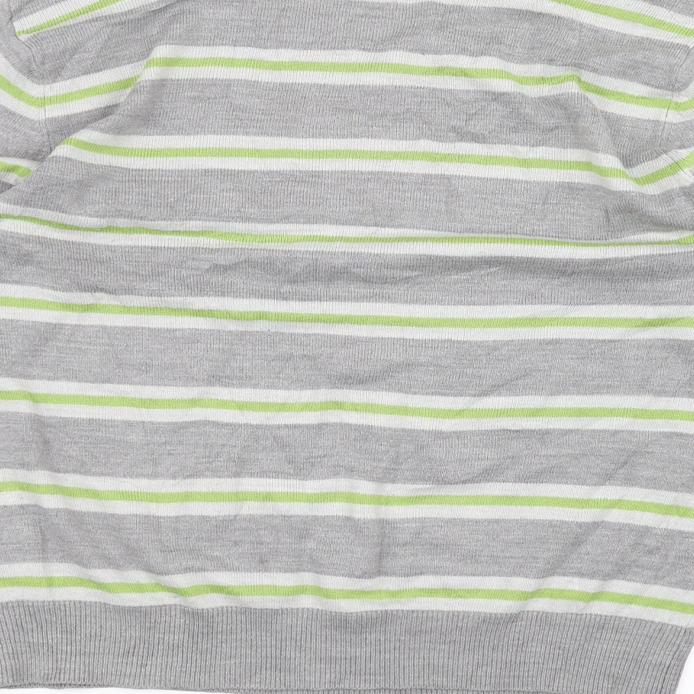 George Mens Grey Striped   T-Shirt Size M