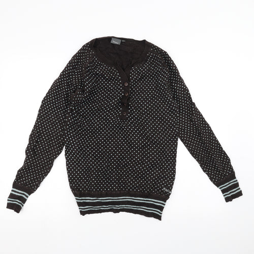 howies Womens Brown Polka Dot  Cardigan Jumper Size 12