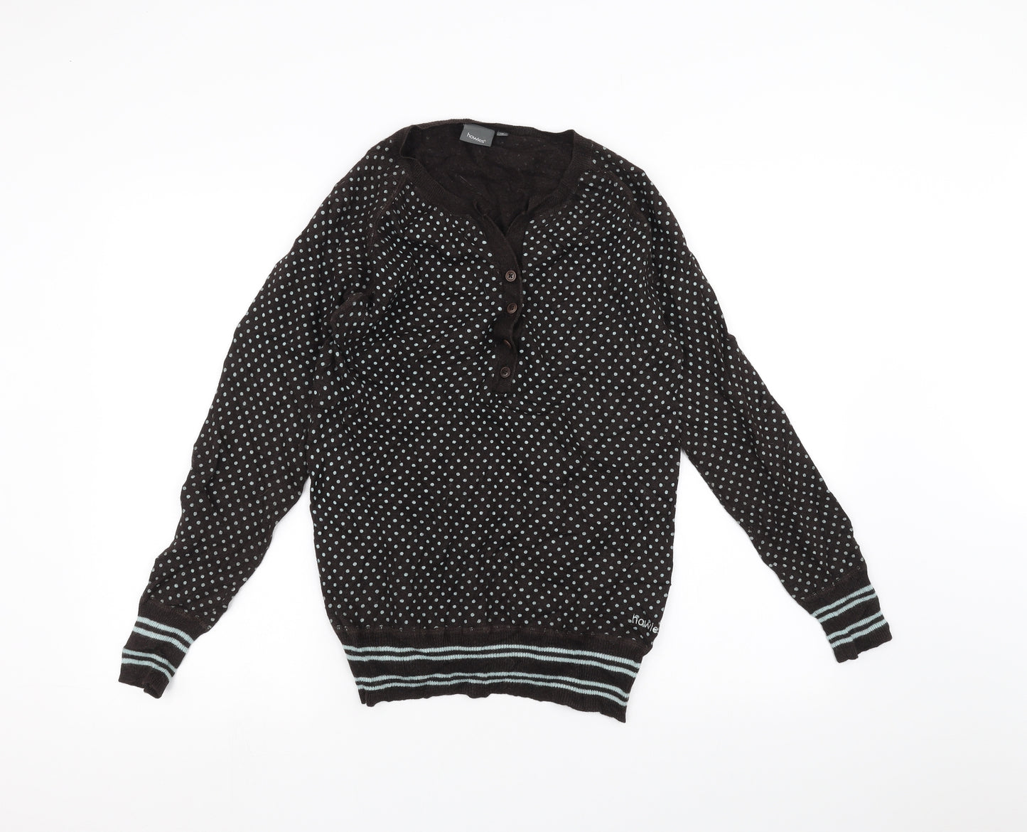 howies Womens Brown Polka Dot  Cardigan Jumper Size 12