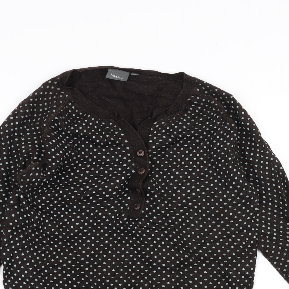 howies Womens Brown Polka Dot  Cardigan Jumper Size 12