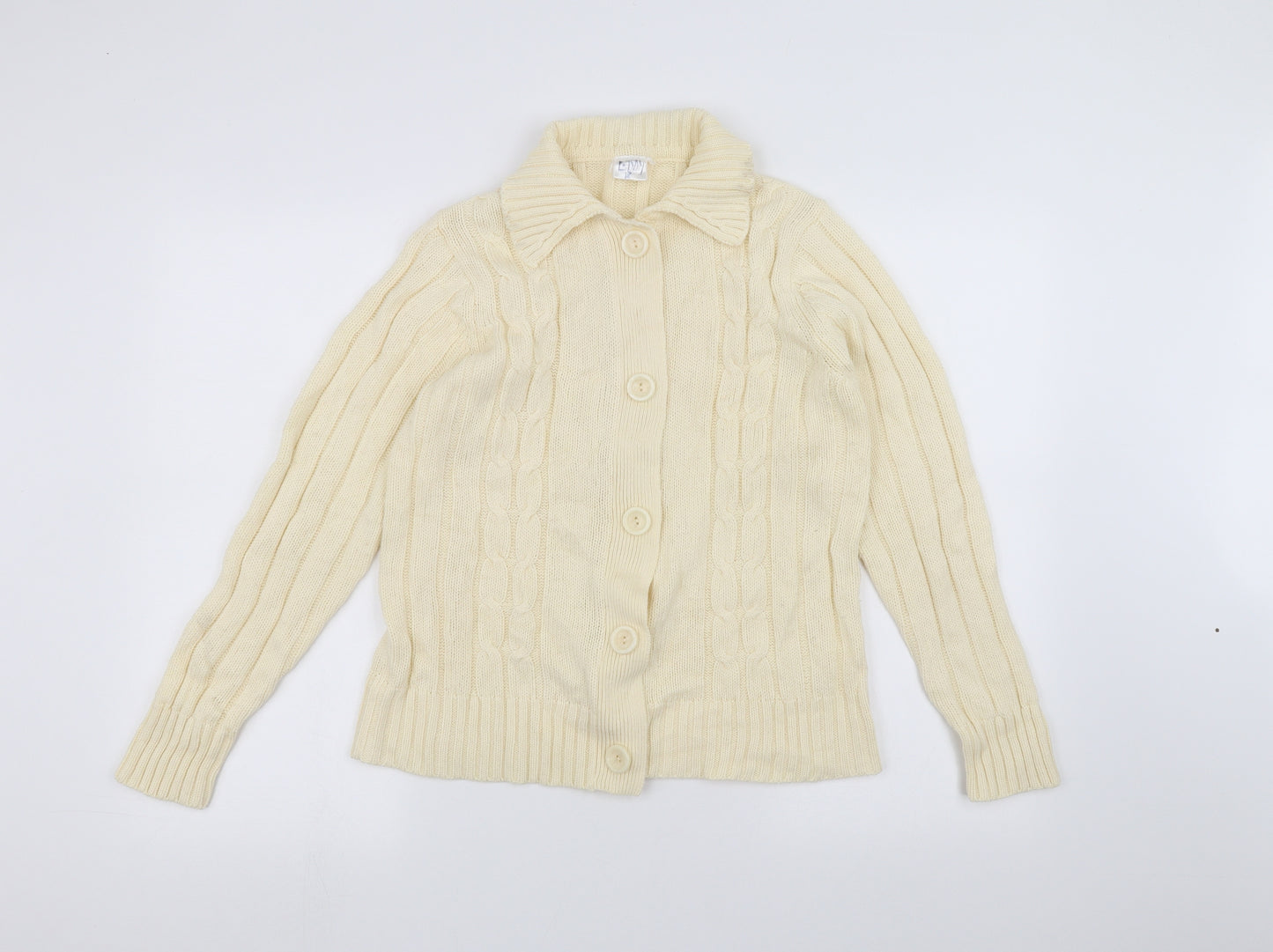 Preworn Womens White  Knit Jacket Coatigan Size 10