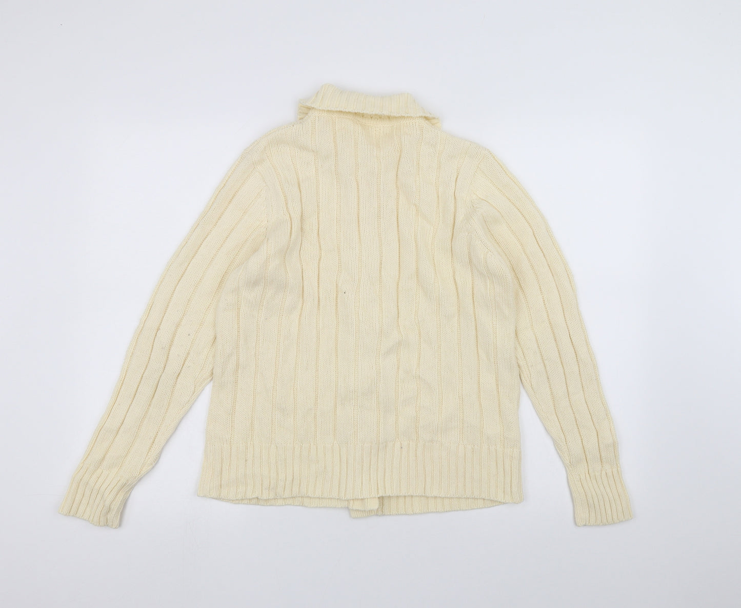 Preworn Womens White  Knit Jacket Coatigan Size 10