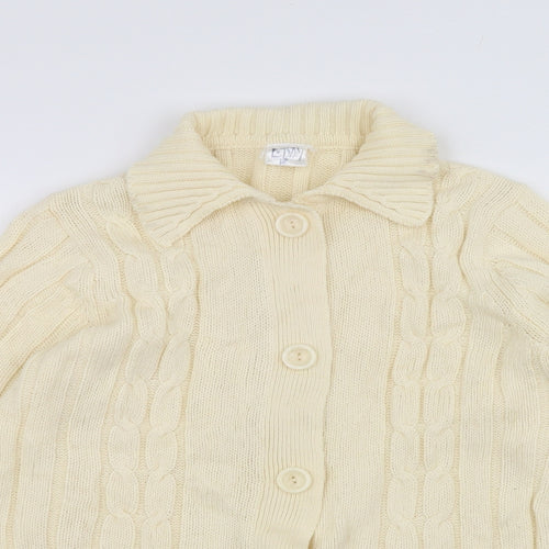 Preworn Womens White  Knit Jacket Coatigan Size 10