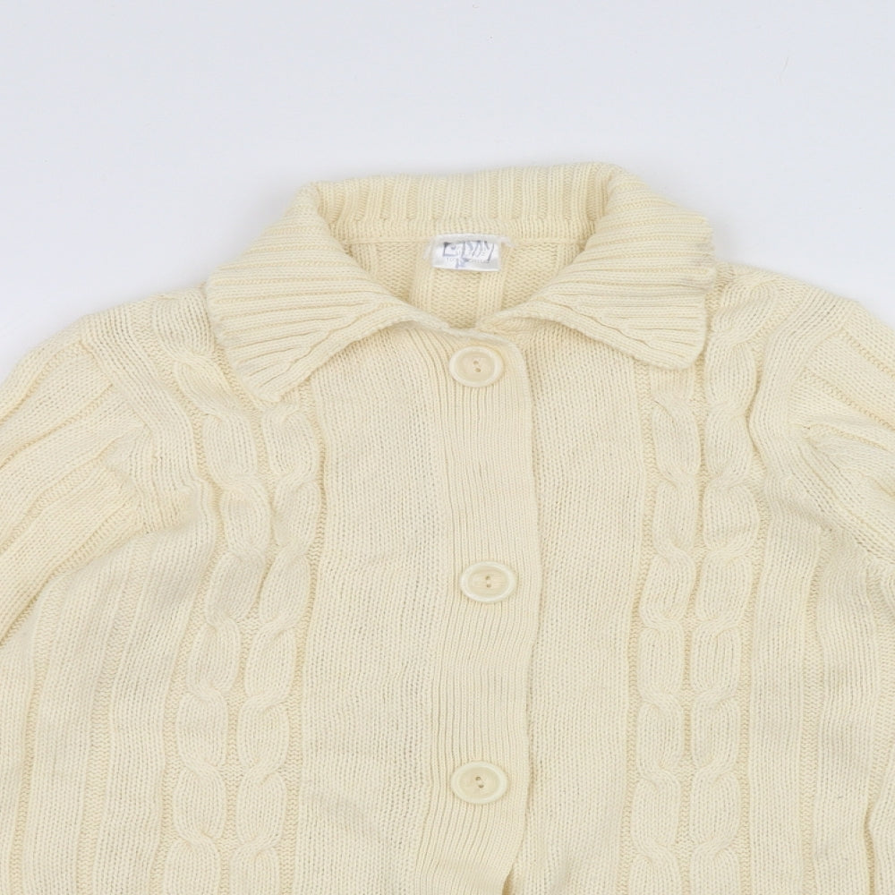 Preworn Womens White  Knit Jacket Coatigan Size 10