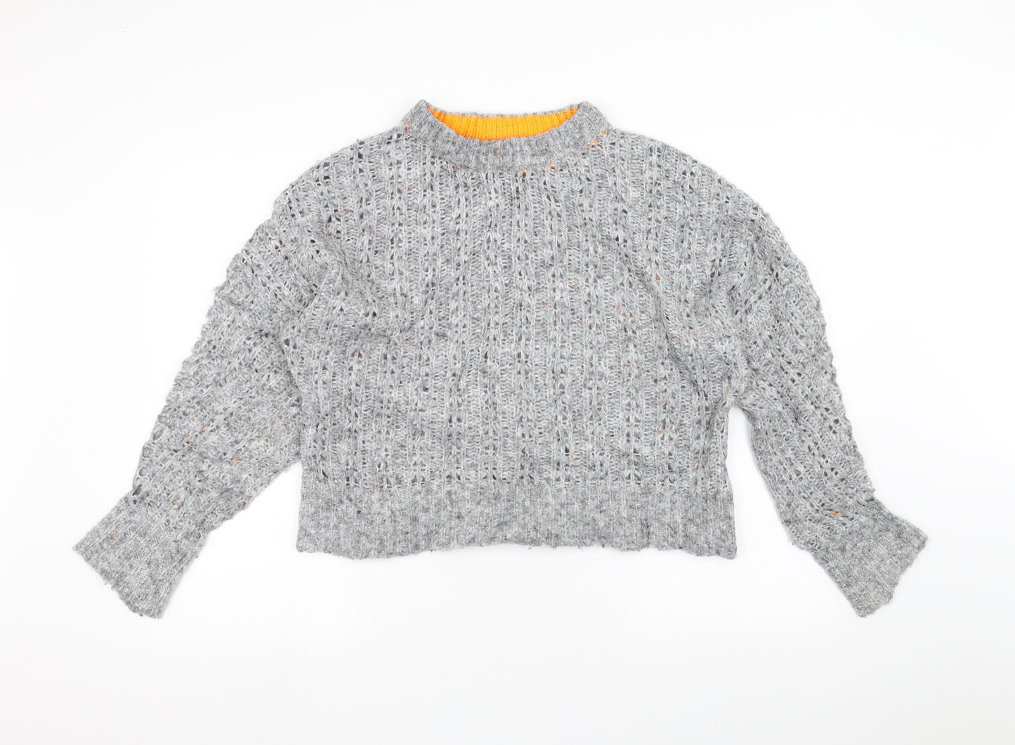 Topshop Womens Grey  Knit Pullover Jumper Size 4