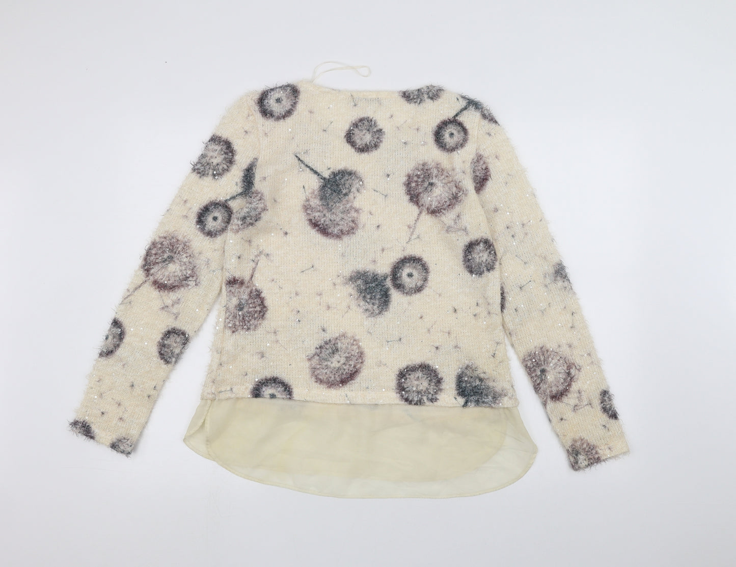 George Womens White Floral  Pullover Jumper Size 12