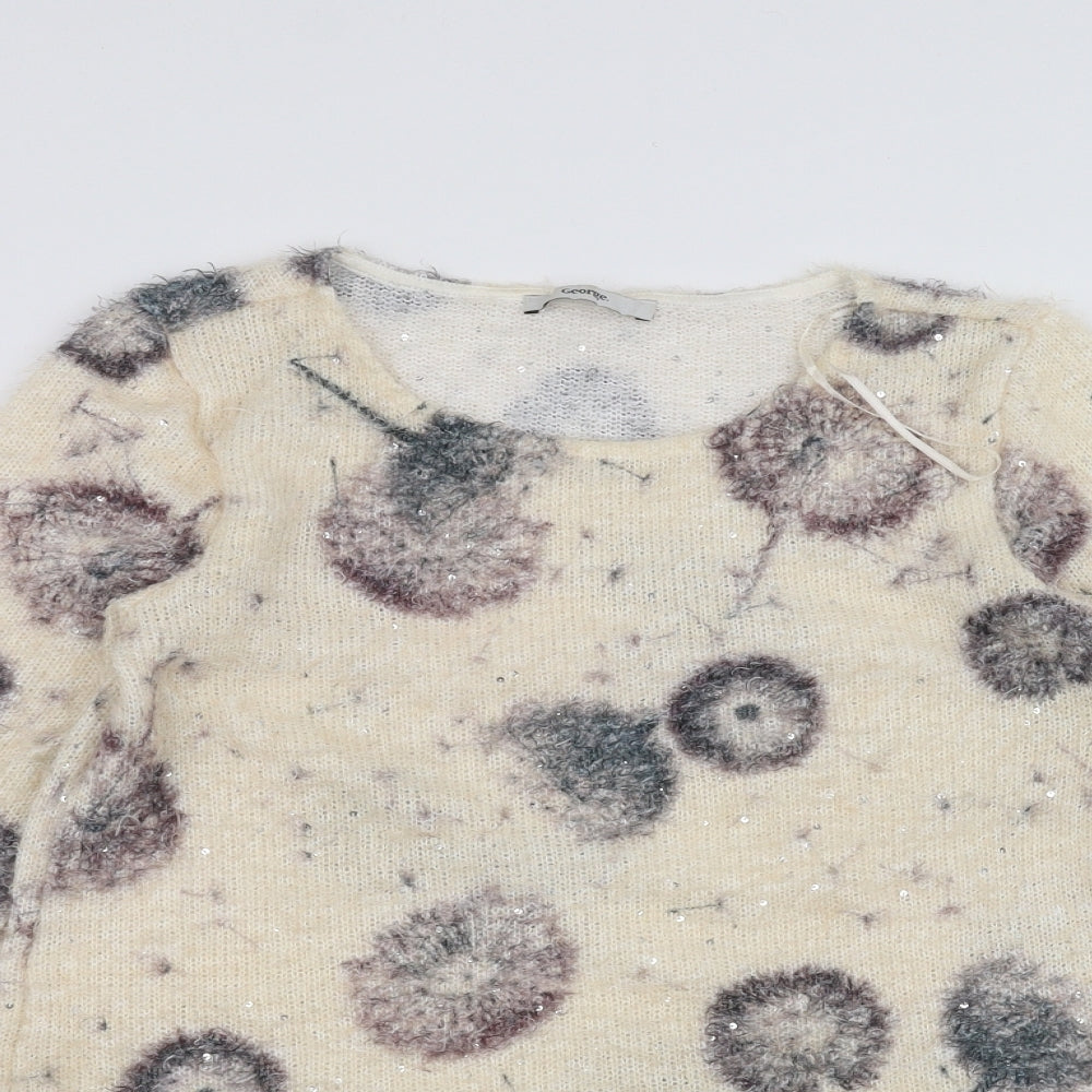 George Womens White Floral  Pullover Jumper Size 12