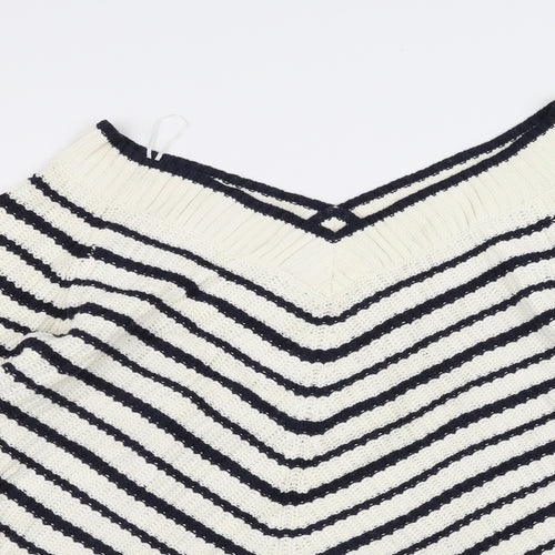 Nutmeg Womens White Striped Knit Pullover Jumper Size 18