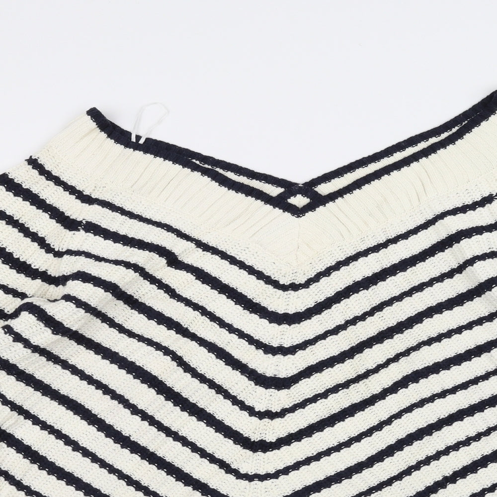 Nutmeg Womens White Striped Knit Pullover Jumper Size 18