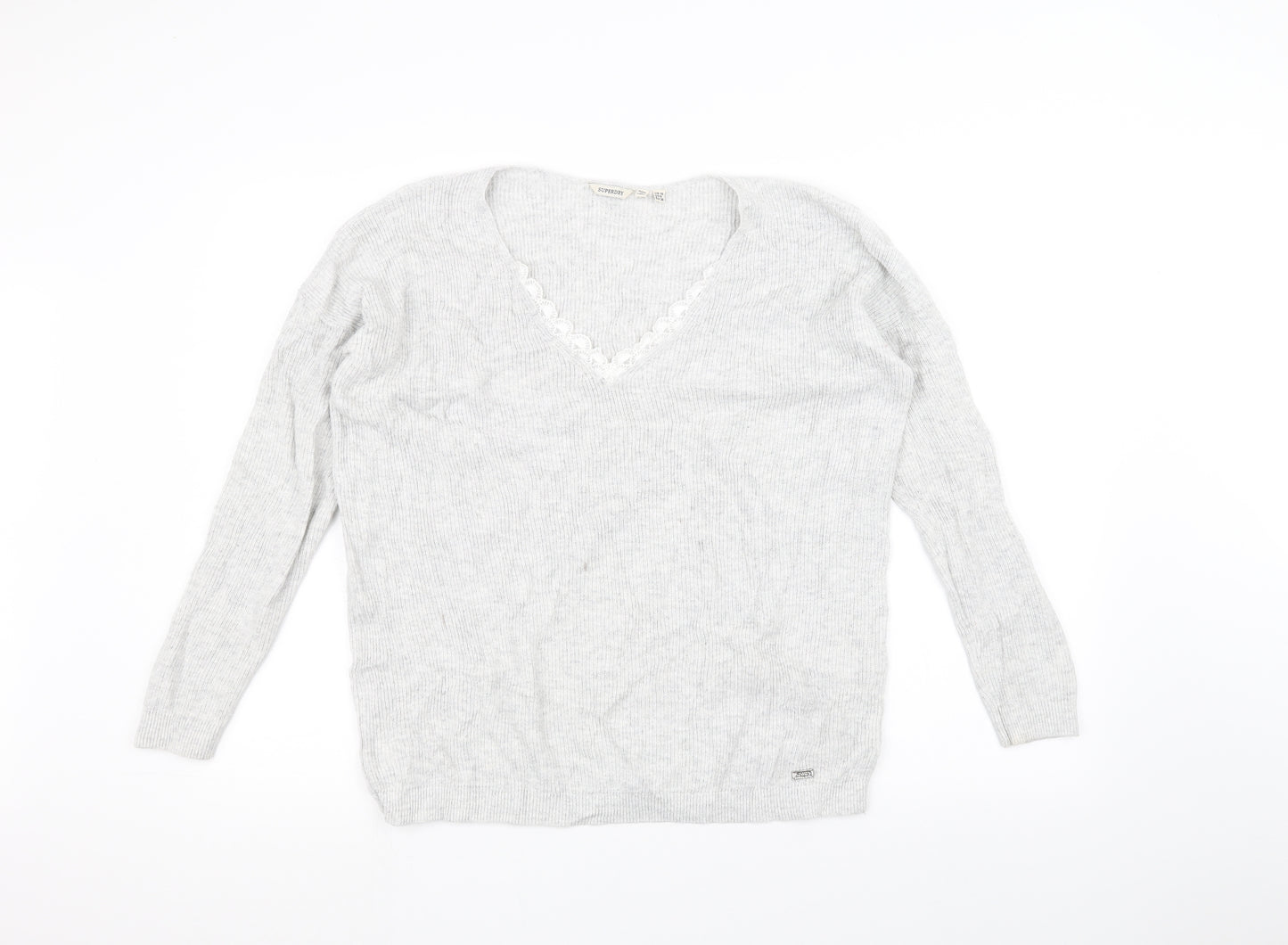 Superdry Womens Grey  Knit Pullover Jumper Size 10