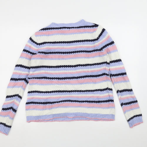 M&Co Womens White Striped  Pullover Jumper Size 10