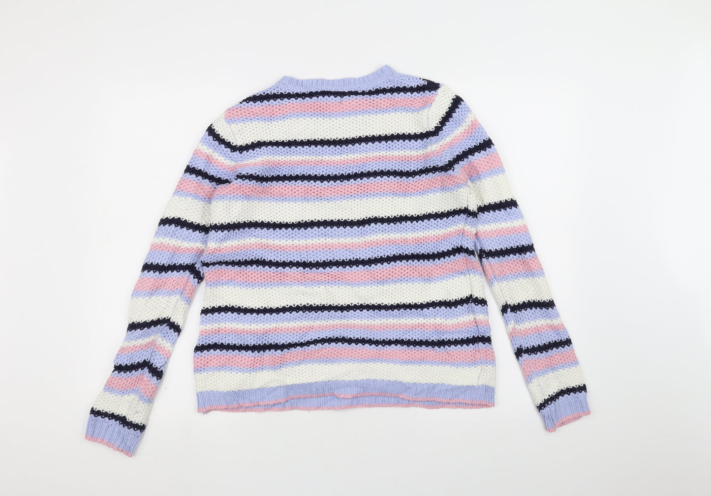 M&Co Womens White Striped  Pullover Jumper Size 10