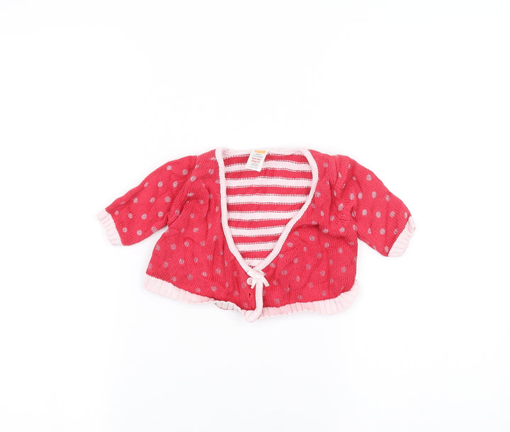 MINIMODE Baby Red Striped  Cardigan Jumper Size 0-3 Months