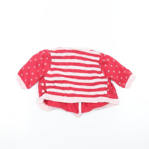 MINIMODE Baby Red Striped  Cardigan Jumper Size 0-3 Months