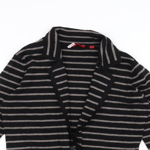 Red Womens Black Striped  Cardigan Jumper Size M