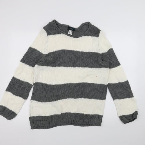 Creation Womens Grey Striped  Pullover Jumper Size 14