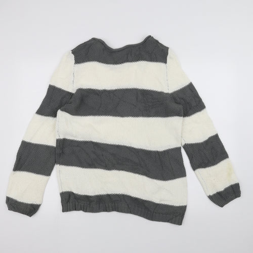 Creation Womens Grey Striped  Pullover Jumper Size 14