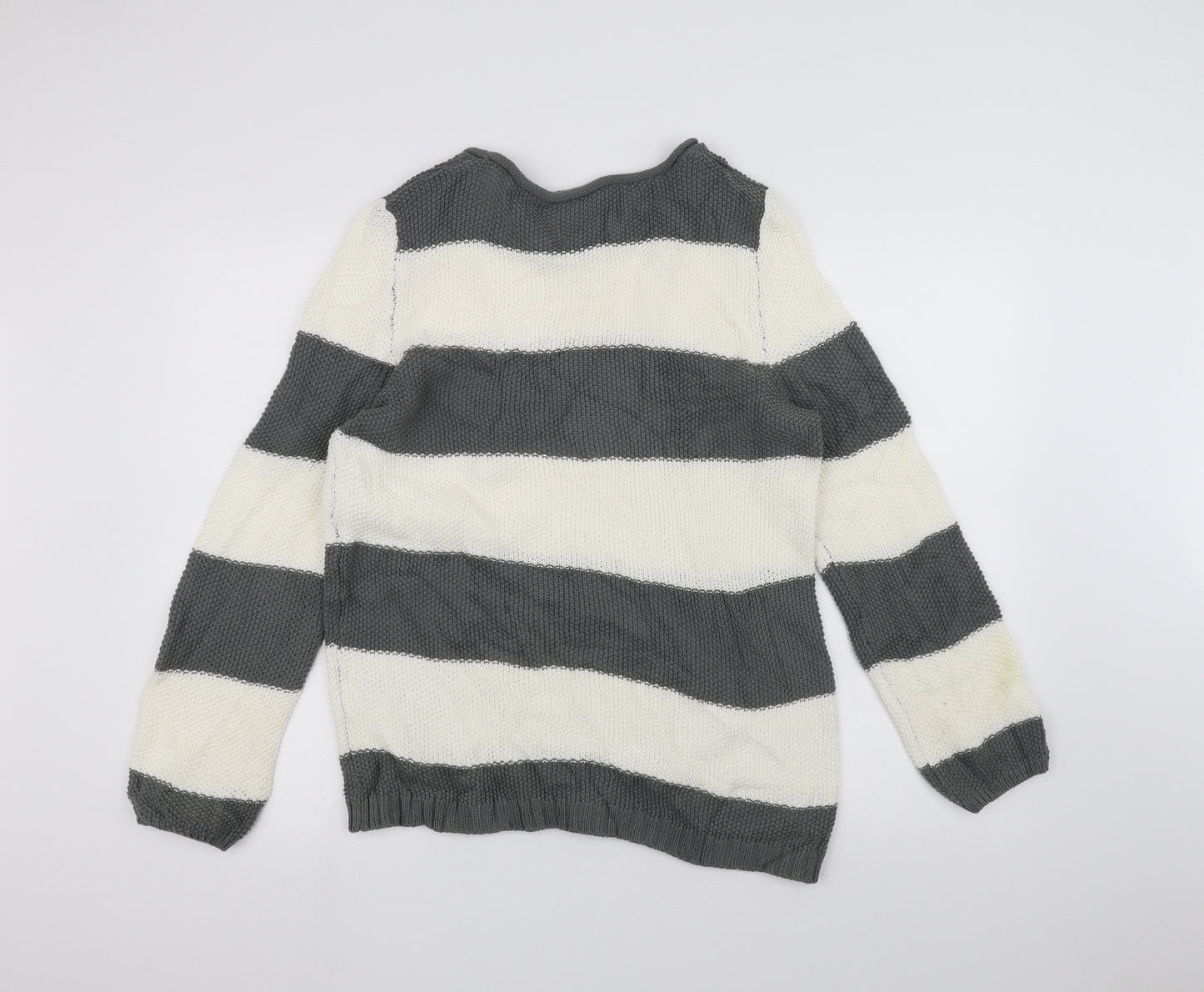 Creation Womens Grey Striped  Pullover Jumper Size 14