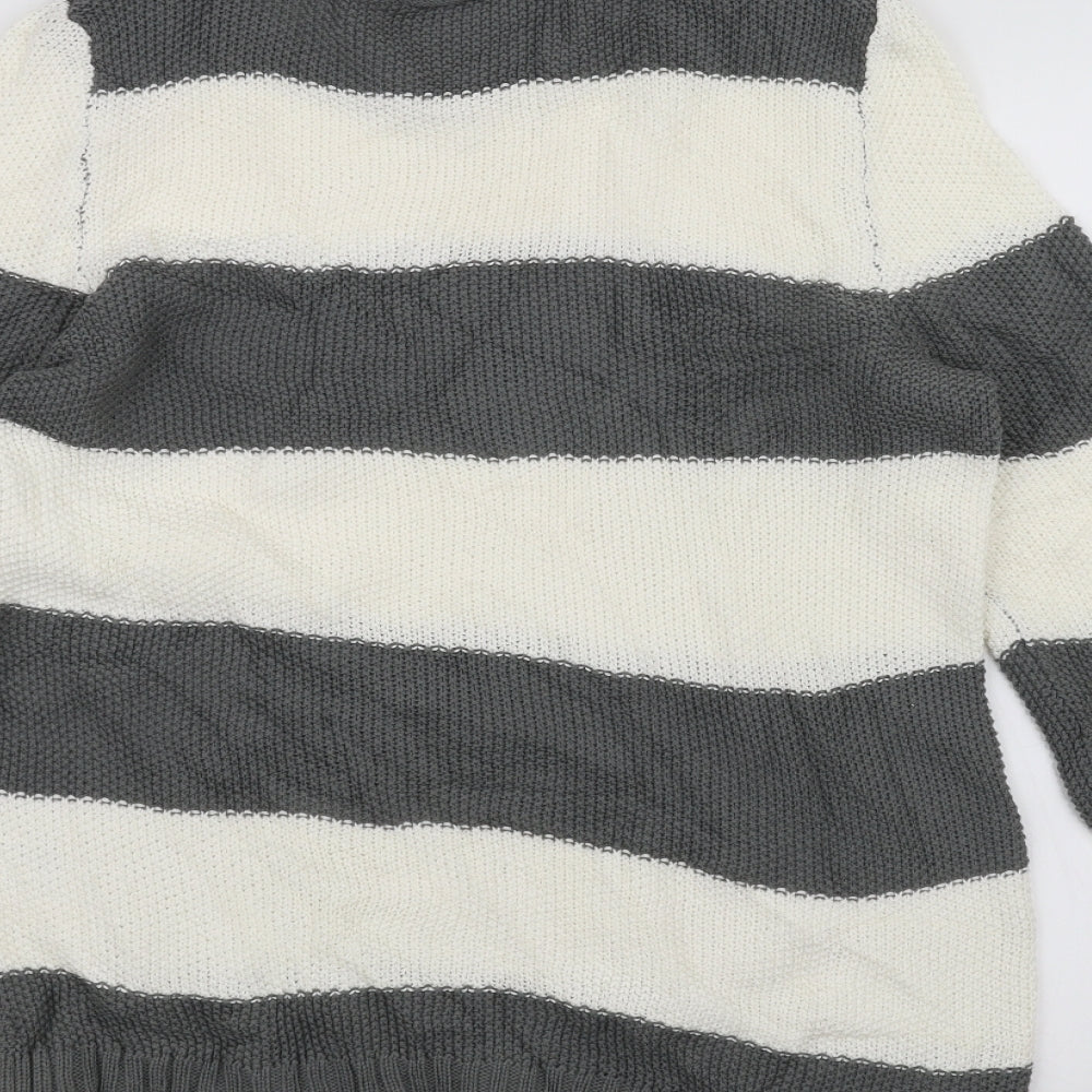 Creation Womens Grey Striped  Pullover Jumper Size 14