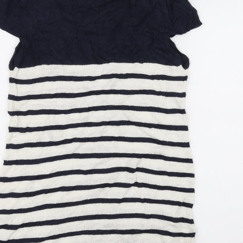 TU Womens White Striped  Basic T-Shirt Size 10
