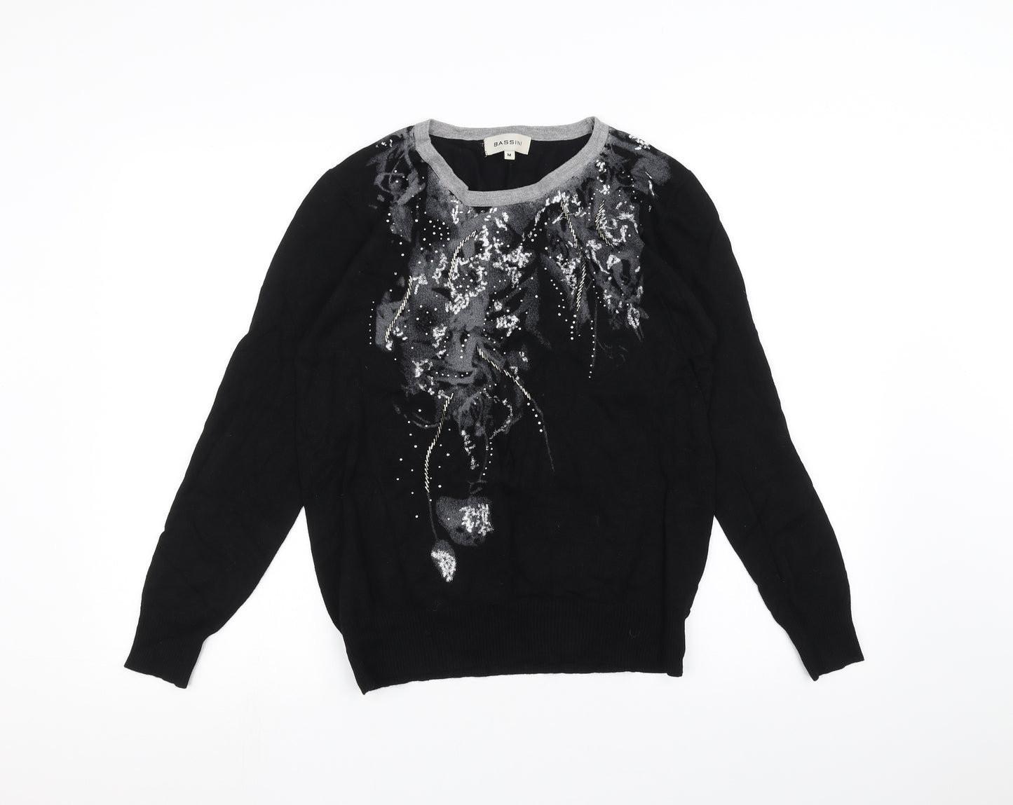 BASSINI Mens Black   Pullover Jumper Size M