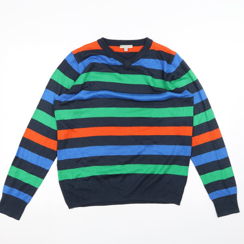 Marks and Spencer Boys Blue Striped  Basic T-Shirt Size 13-14 Years