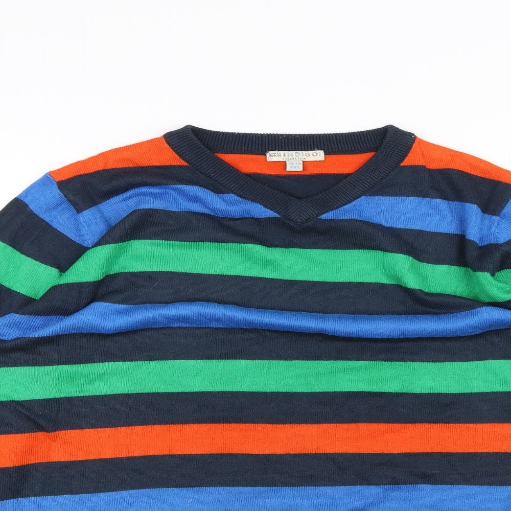 Marks and Spencer Boys Blue Striped  Basic T-Shirt Size 13-14 Years