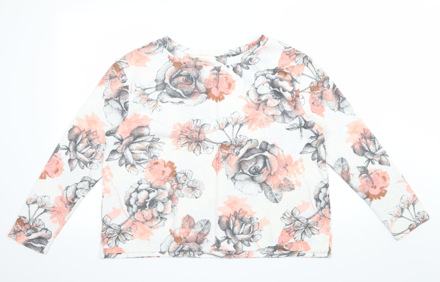 Marks and Spencer Womens White Floral  Pullover Jumper Size 14