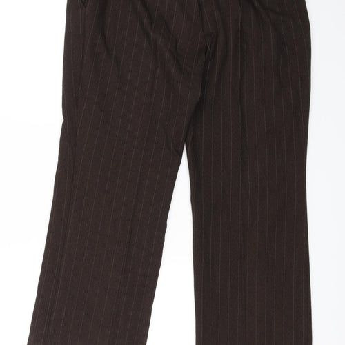 M&S Womens Brown Striped  Trousers  Size 18 L26 in