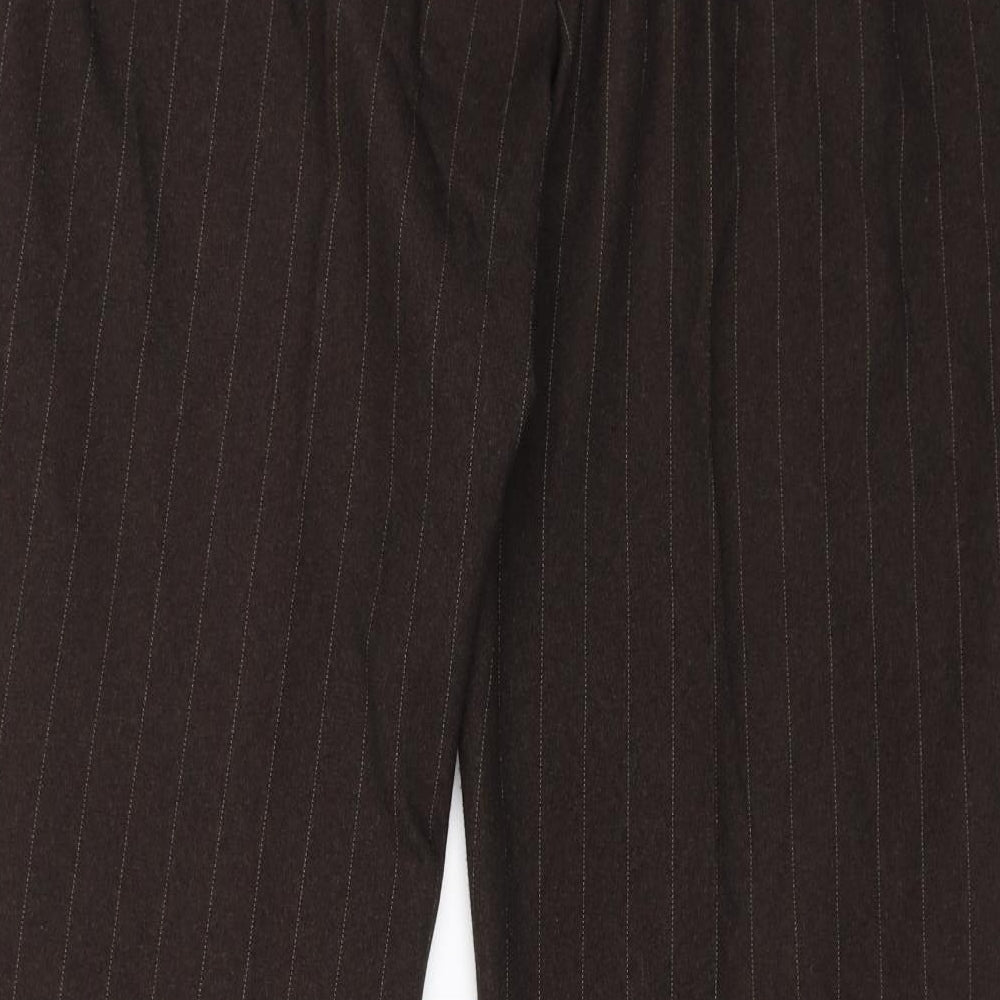 M&S Womens Brown Striped  Trousers  Size 18 L26 in