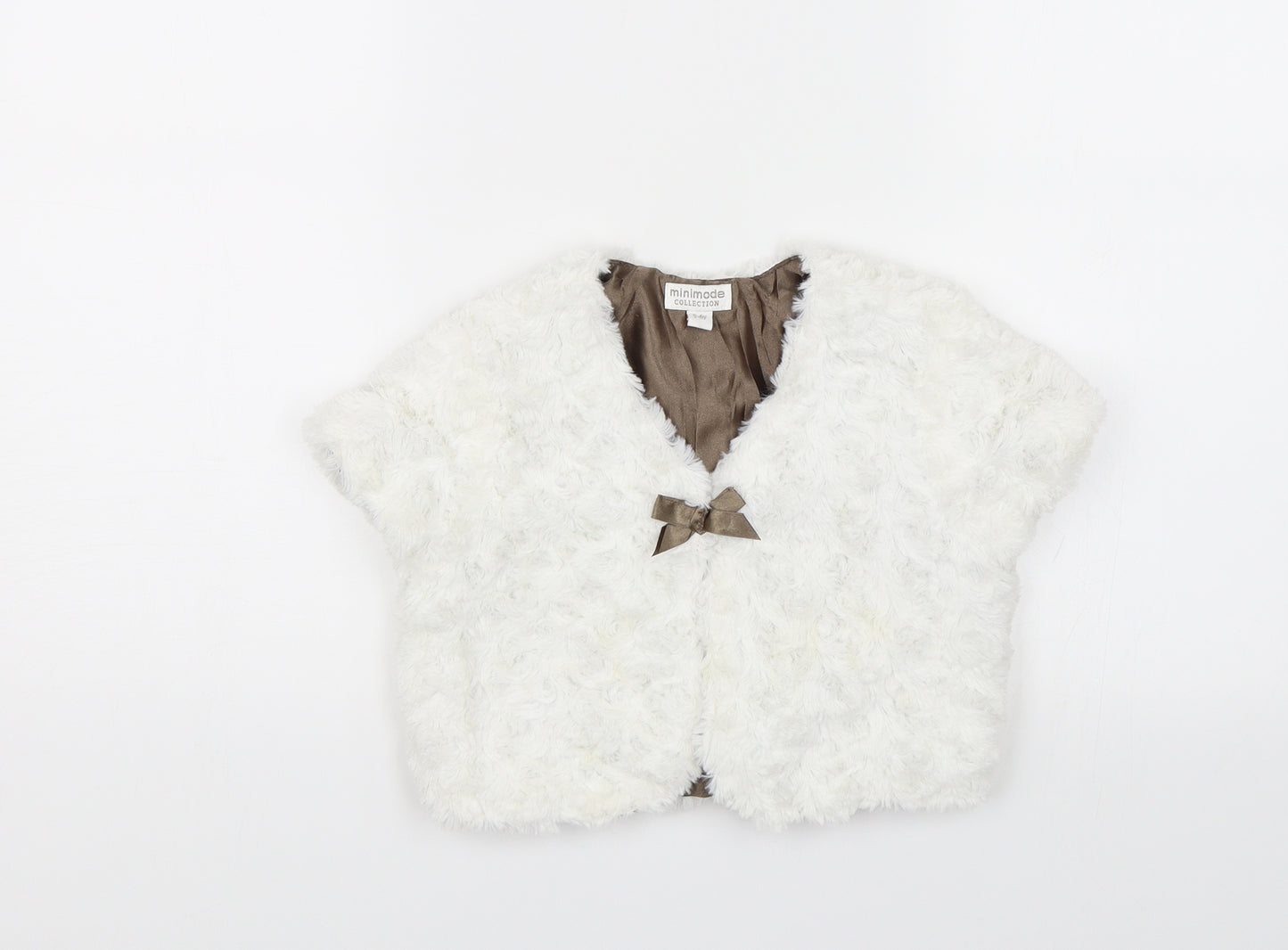 MINIMODE Girls White   Shrug Jumper Size 5-6 Years