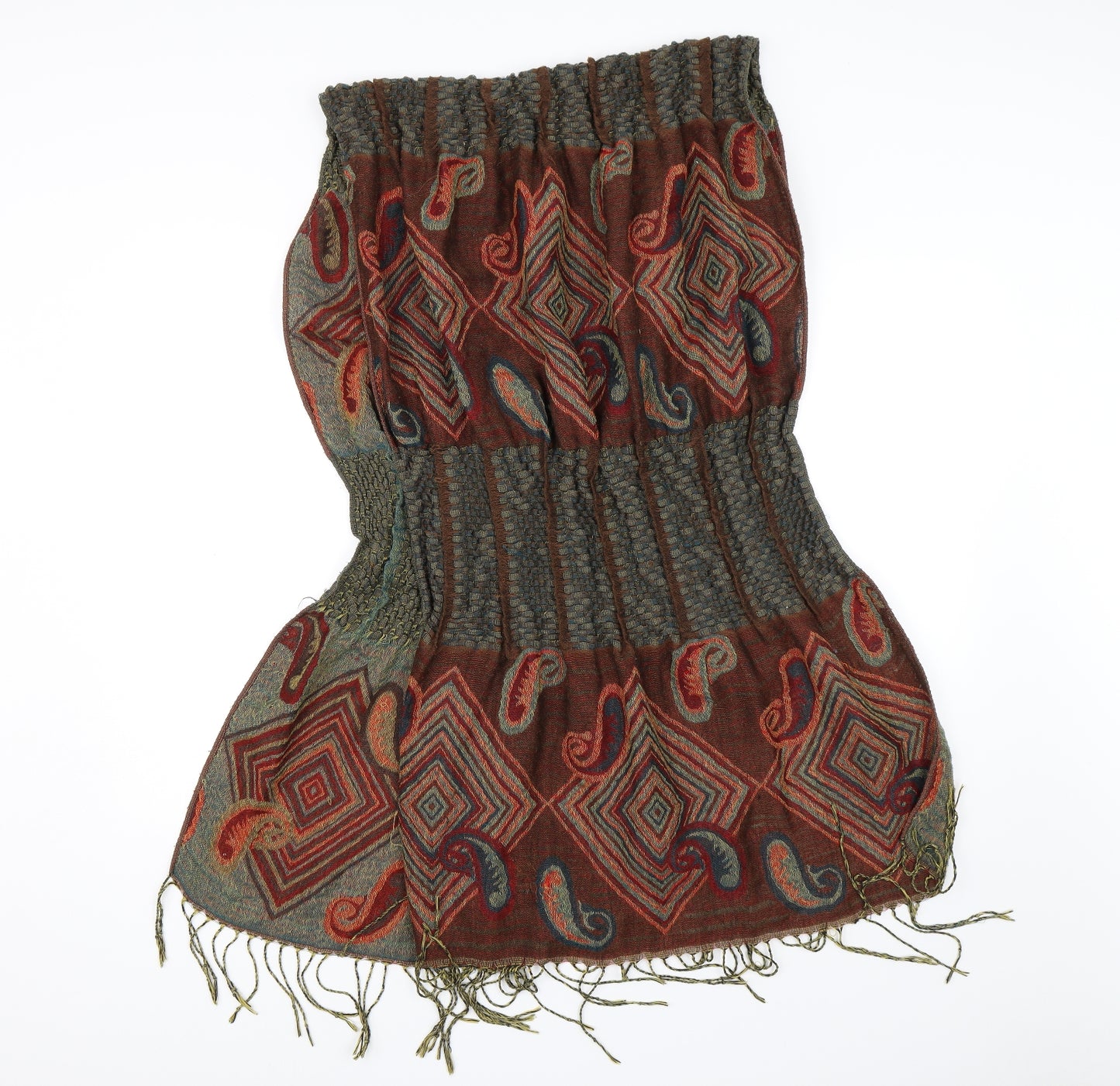 Preworn Unisex Brown Paisley   Scarf