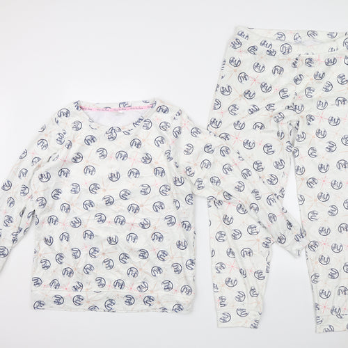 TU Womens White Solid  Top Pyjama Set Size 12  - Strictly come dancing